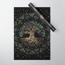 Tree of life -Yggdrasil Golden and Marble ornament Wrapping Paper