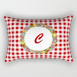 Floral Monogram - red C Rectangular Pillow