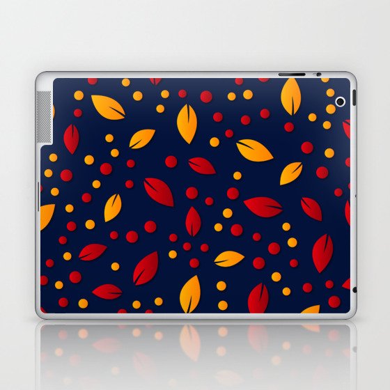 Red & Yellow Colorful Leaf & Dotted Design Laptop & iPad Skin