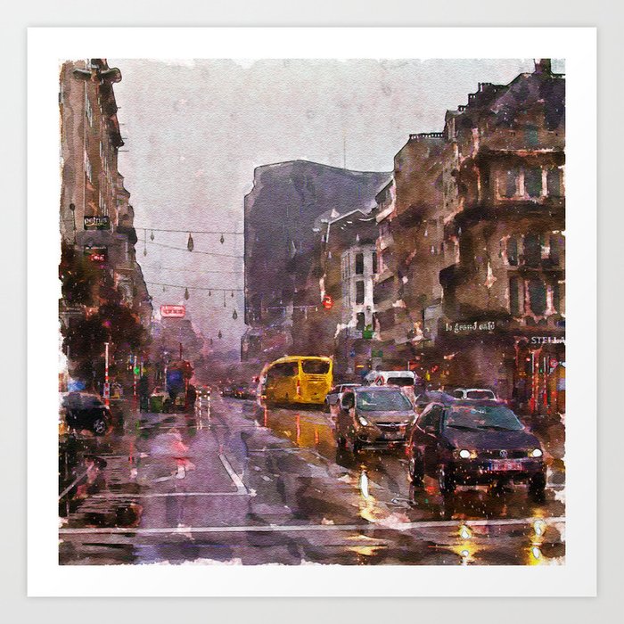 Rainy Day Traffic Art Print