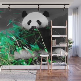 Panda Eating Bamboo Abstract Print Wall Mural