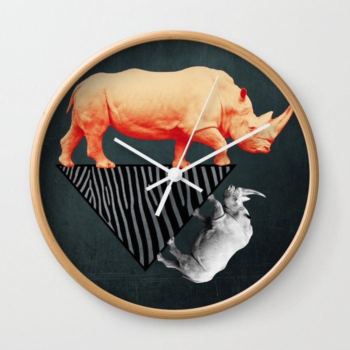 The orange rhinoceros who wanted to become a zebra Wall Clock