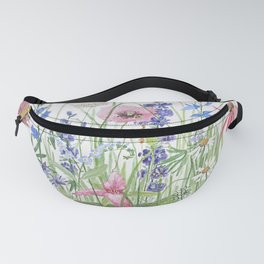 Poppy Bee Balm Trillium Watercolor Fanny Pack