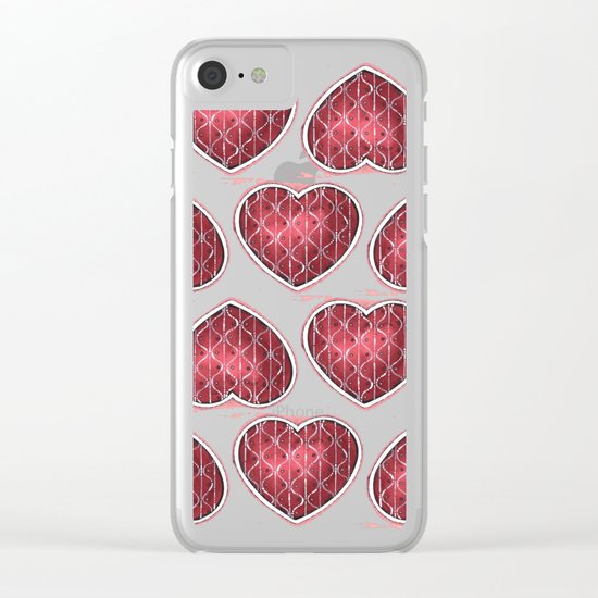 Wine Colored Hearts Clear iPhone Case