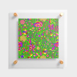 Magic Mushrooms Rainbow Green Floating Acrylic Print
