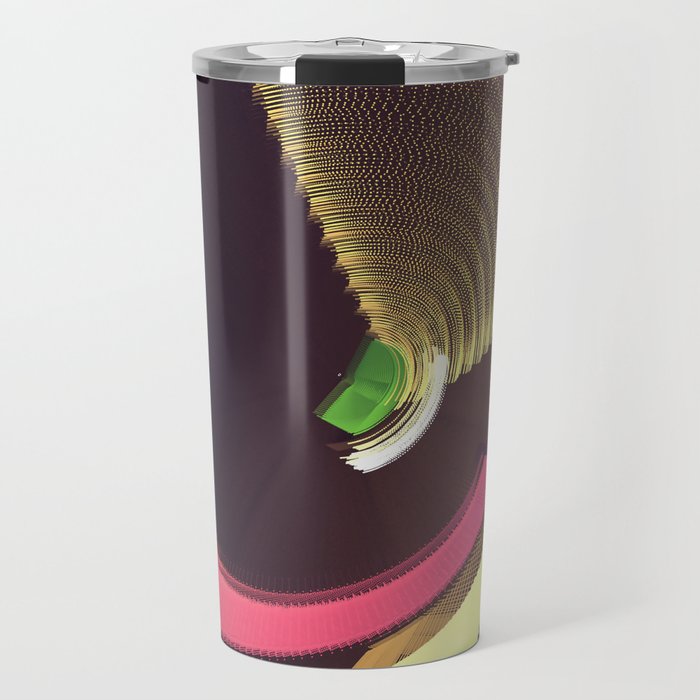 Abstract Geometric Digital Illustration in Purple Pink Yellow & Green Travel Mug