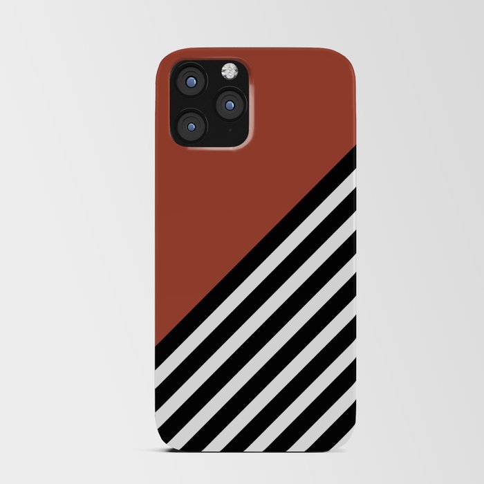 Color Block & Stripes Geometric Print, Sienna, Black and White iPhone Card Case