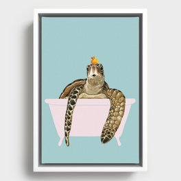 Sea Turtle in Bathtub Framed Canvas