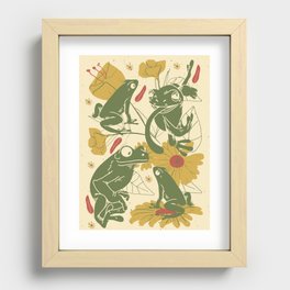 Green Happy Frogs Recessed Framed Print