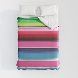 Pink Mexican Serape Blanket Stripes Duvet Cover