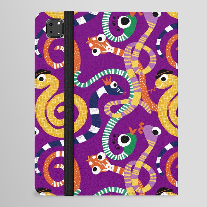 Cute Crazy Snakes Purple iPad Folio Case