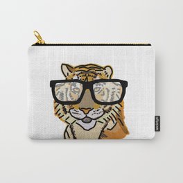 Portrait of Tiger Wearing Glasses Digital Painting Carry-All Pouch