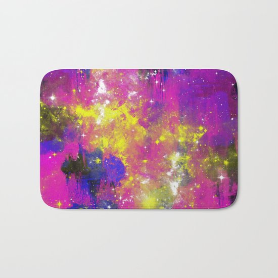 Journey Through Space - Abstract purple and blue, space themed artwork Bath Mat