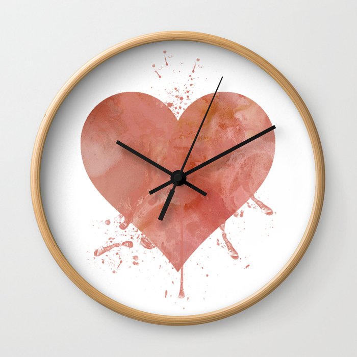 Heart Art Colorful Rose Gold Watercolor Gift Love Art Valentine's Day Art Wedding Gift Romantic Art Wall Clock