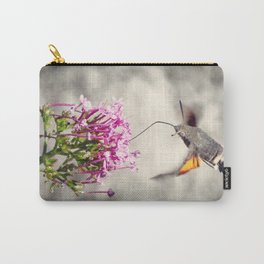 Hummingbird Hawk-moth butterfly sphinx insect flying on valerian pink flowers Carry-All Pouch