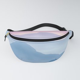 Magical Candy Hand-painted Watercolor Mountains, Abstract Airy Mountain Landscape in Pastel Blue, Violet and Purple Hues Fanny Pack