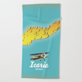 Icaria Greece map Beach Towel