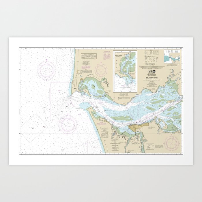 Columbia River Nautical Chart 18521 Art Print