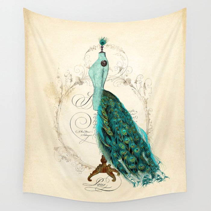 Peacock bustle mannequin Wall Tapestry