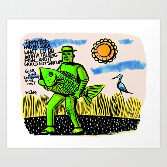 Jimmy Bob's Fishing Adventure Art Print