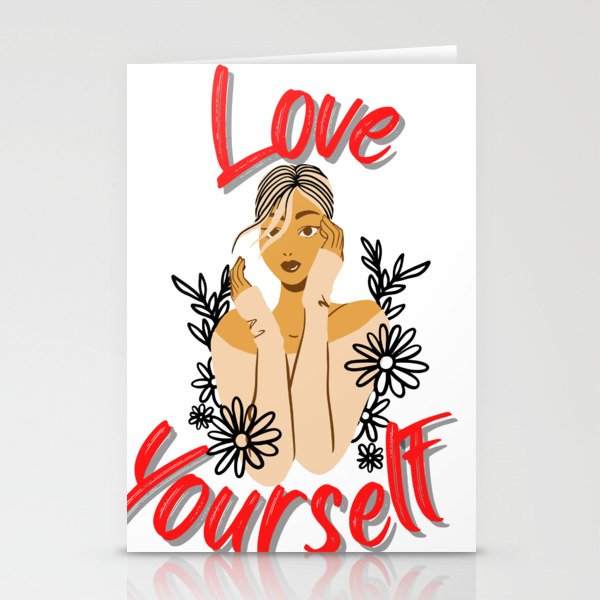 Love yourself | white background  Stationery Cards