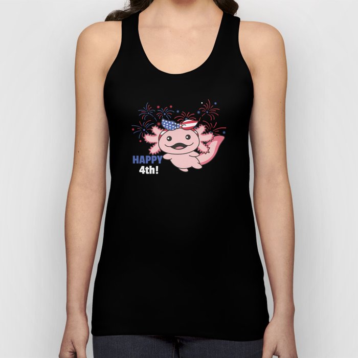 Happy 4th Cute Axolotl With Fireworks America Tank Top