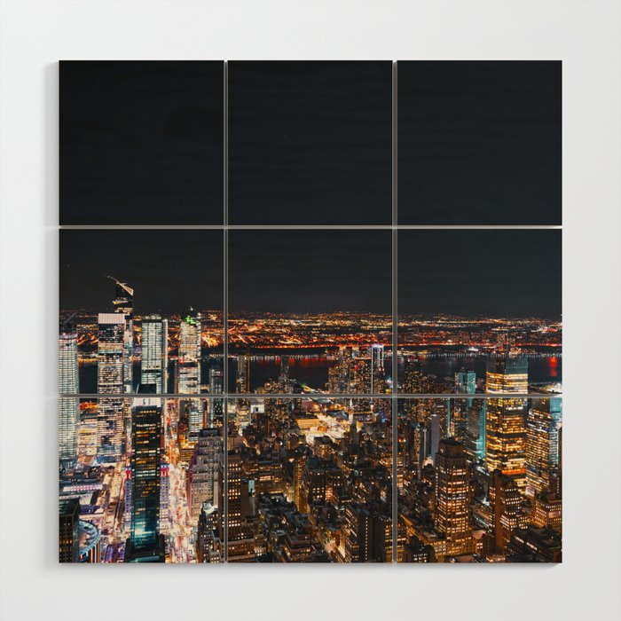 NYC Night Skyline | Photography in New York City Wood Wall Art