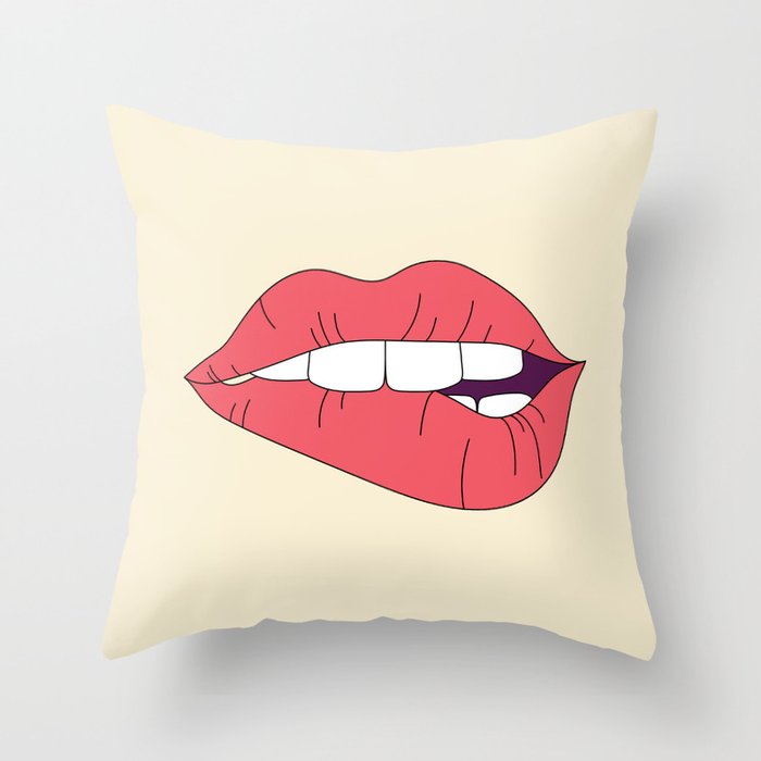 Sexy Biting Lips Throw Pillow