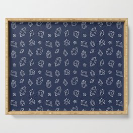 Navy Blue and White Gems Pattern Serving Tray