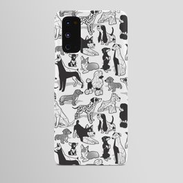 Geometric sweet wet noses // white background black and white dogs Android Case