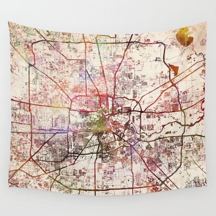 Houston Wall Tapestry by MapMapMaps.Watercolors  Society6