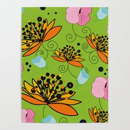 Spring Pattern on Green Poster