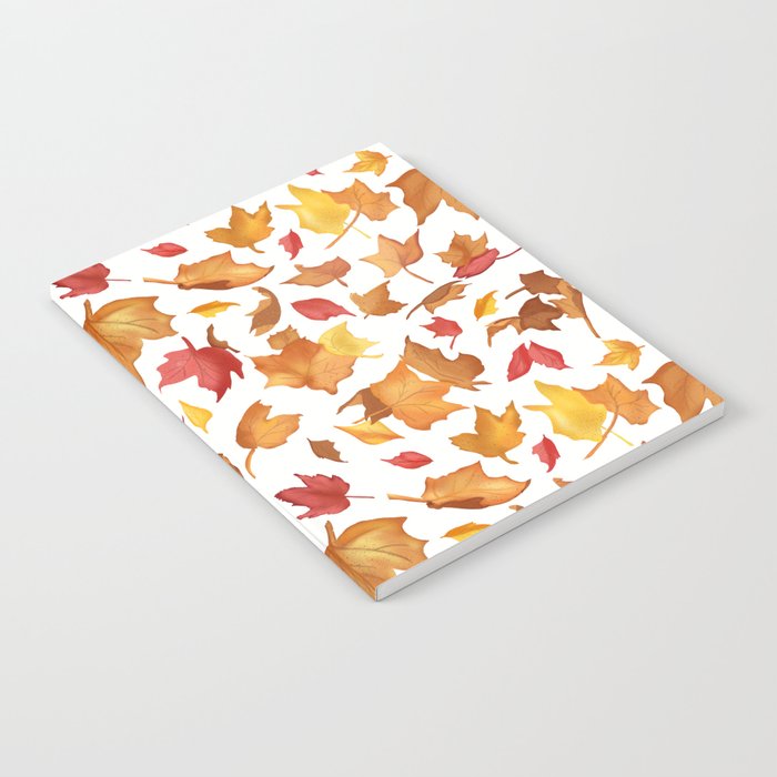 Fallen Autumn Leaves in White Notebook