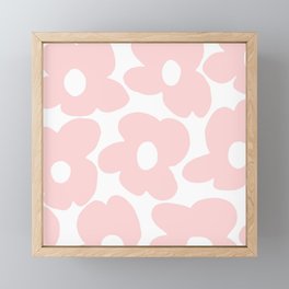 Large Baby Pink Retro Flowers on White Background #decor #society6 #buyart Framed Mini Art Print