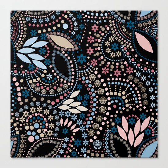 Abstract pattern with beads on black Canvas Print