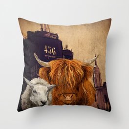 Sheep Cow 123 Throw Pillow