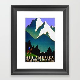 See America Montana - Retro Travel Poster Framed Art Print