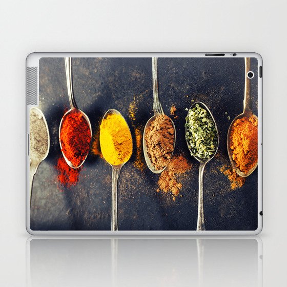 Colorful spices in metal spoons Laptop & iPad Skin