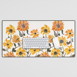 Sunflower Watercolor – Yellow & Black Palette Desk Mat