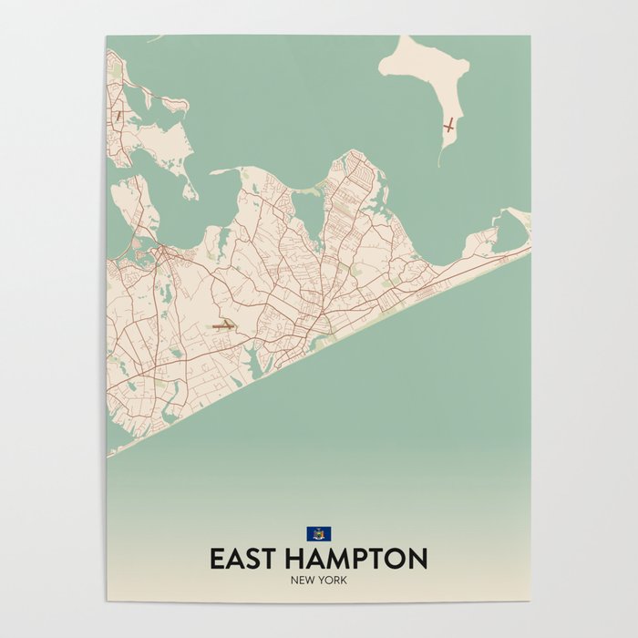 East Hampton, New York, United States   Vintage City Map Poster by 