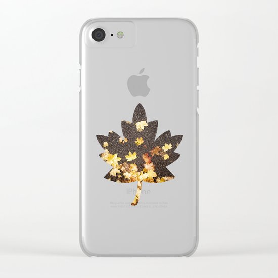 Gold yellow maple leaves autumn asphalt road Clear iPhone Case