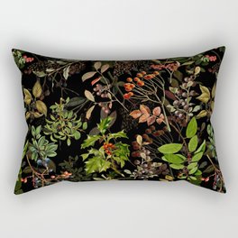 Vintage & Shabby Chic - vintage botanical wildflowers and berries on black Rectangular Pillow