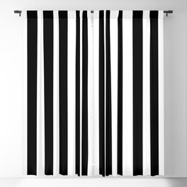 Midnight Black and White Vertical Beach Hut Stripes Blackout Curtain | Softmidnightblack, Beach, Digital, Graphicdesign, Black and White, White, Blackstriped, Pattern, Blackstripe, Midnightblack 