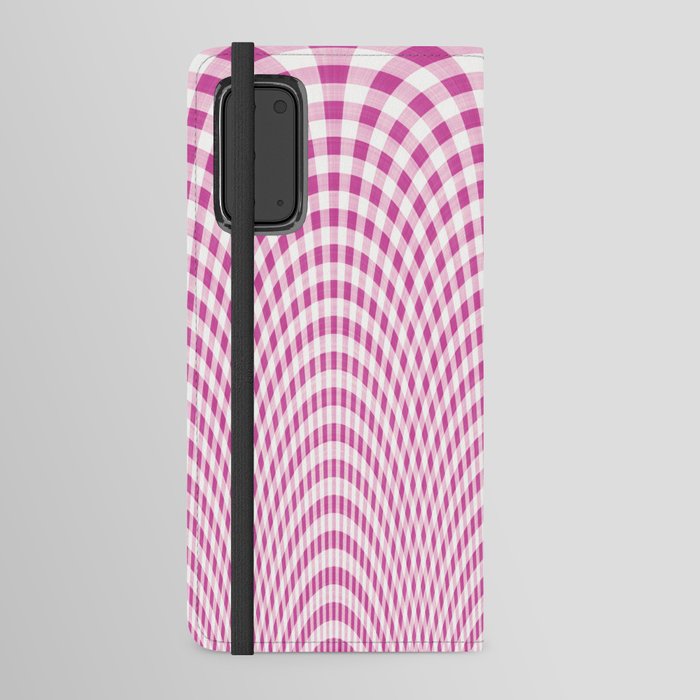 Pink and white curved squares Android Wallet Case