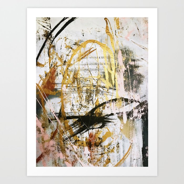 Armor [9]:a bright, interesting abstract piece in gold, pink, black and white Art Print