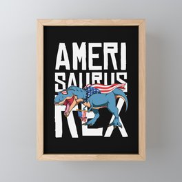 Amerisaurus Rex Funny Patriotic Dinosaur Framed Mini Art Print