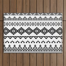 Black and white tribal pattern Outdoor Rug