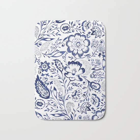 Folk Floral Indigo Bath Mat