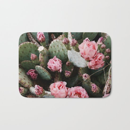 PINK CACTUS FLOWER ABSTRACT CLUSTER PATTERN Bath Mat