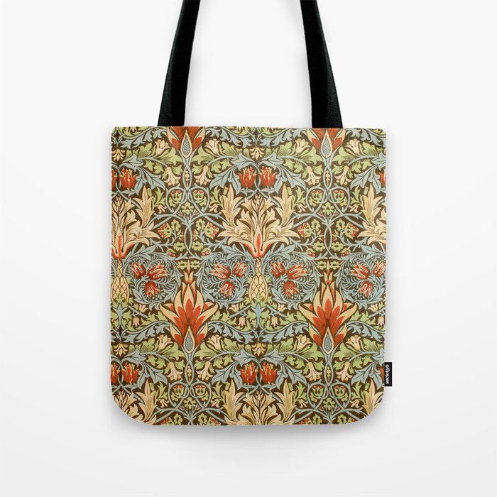 William Morris Snakehead  Floral Vintage Victorian Pattern Tote Bag